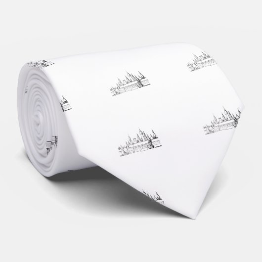 Cravate ville fabuleuse . artwork . noir et blanc (Roulé)