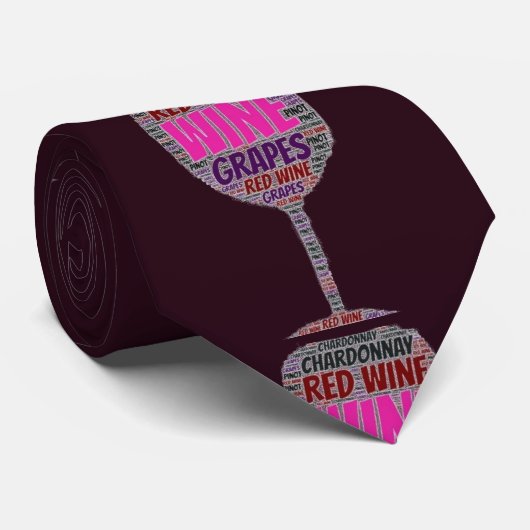 Cravate Vin blanc rouge vif raisin Graphisme violet mâle (Roulé)