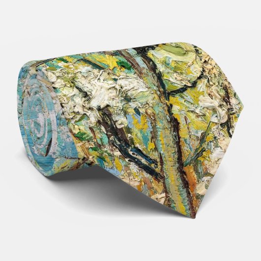 Cravate Vincent van Gogh - Poche rose en fleurs (Roulé)