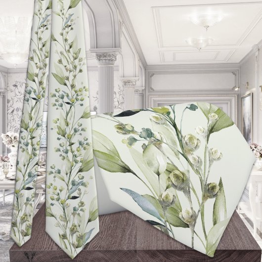 Cravate Vins Eucalyptus Spray verdure Mariage Sage vert