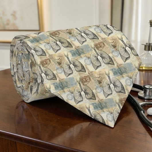 Cravate Vintage Anatomy Lungs Science Custom Necktie