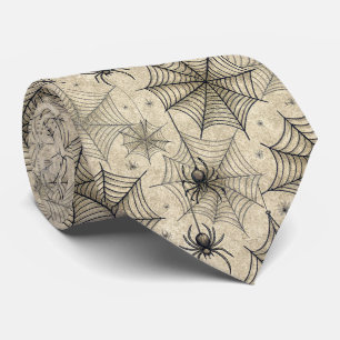 Cravate Vintage Araignées et Webs Motif Halloween