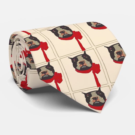 Cravate Vintage Boston Terrier, (Roulé)