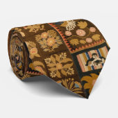 Cravate Vintage courtepointe florale brodée avec animaux (Roulé)