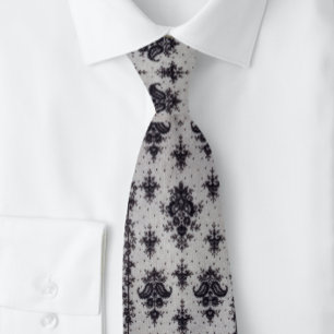 Cravate Vintage Damas noir et gris