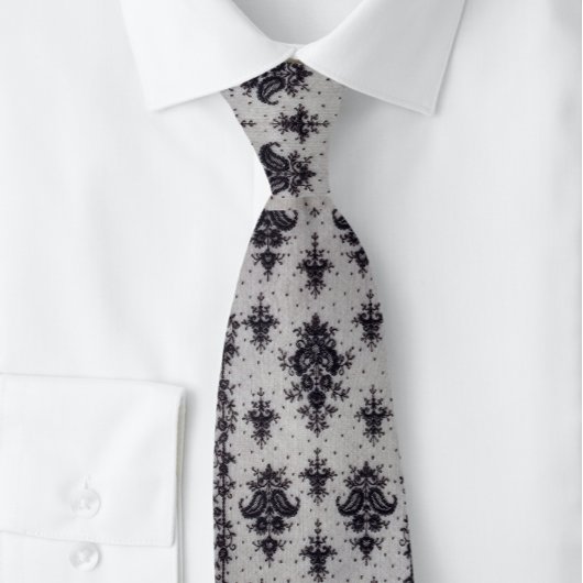 Cravate Vintage Damas noir et gris