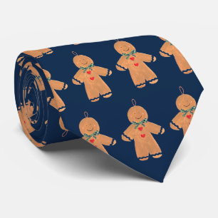 Cravate Vintage en pain d'épices Noël Fun Navy
