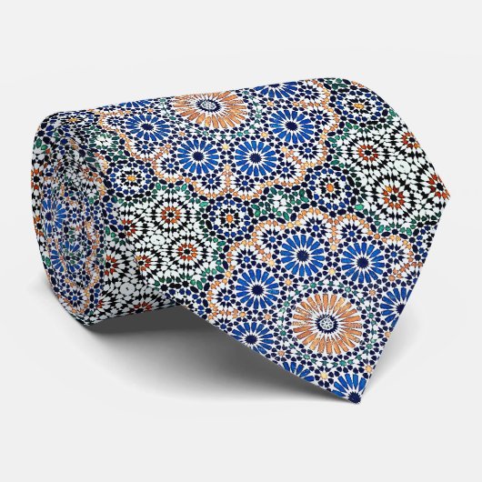Cravate vintage Floral bleu marocain (Roulé)