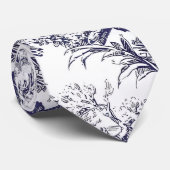 Cravate Vintage floral noir toile de jouy (Roulé)