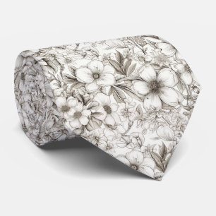 Cravate Vintage Floral Sepia Motif (11)