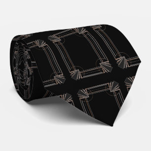 Cravate Vintage Gold Black Art Déco Great Gatsby Monogramm