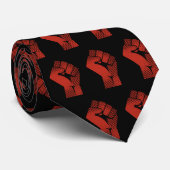 Cravate Vintage Halftone Solidarity Red Clenched Fist (Roulé)