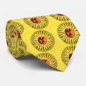 Cravate Vintage jaune céleste souriant Joyeux soleil hippi (Roulé)