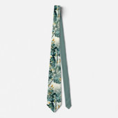 Cravate Vintage Mer Green Foliage Feuilles Élégant Motif (Devant)