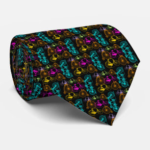 Cravate Vintage Modern Bicycle Bright Color Neon Pattern
