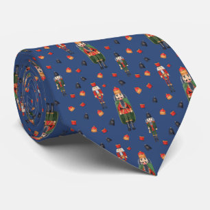 Cravate Vintage noël noix craquelins Bleu
