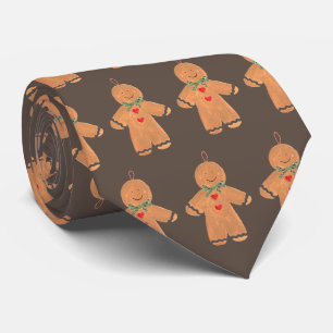 Cravate Vintage pain d'épices homme Noël Amusants Brown