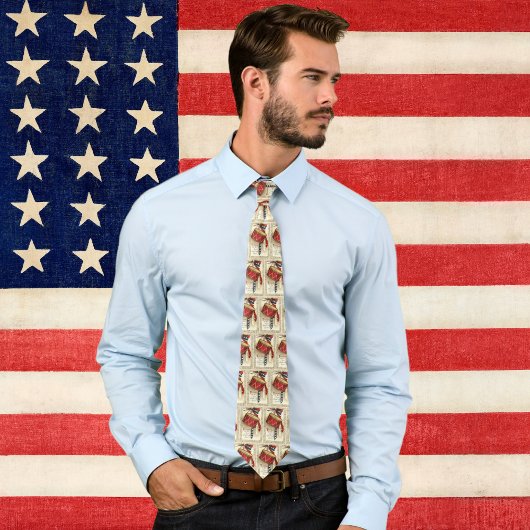 Cravate Vintage Patriotique, Tambours avec notes musicales