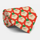 Cravate Vintage Père Noël faces rouges (Roulé)