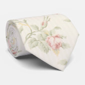 Cravate Vintage Pink Rose Cottagecore Floral Pattern (Roulé)