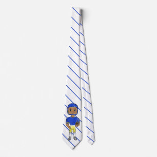 Cravate vintage retro joueur de football bleu jaune simple