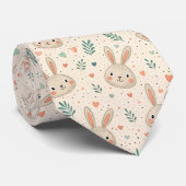 Cravate Vintage Tiny Bunny Faces with Roses Pattern (Roulé)