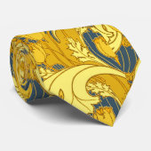Cravate Vintage Tulip Blue Gold Motif (Roulé)