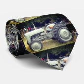 Cravate Vintage vert gris masseur fergison tracteur (Roulé)