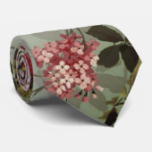 Cravate Vintage vert olive Dusty Design floral soyeux (Roulé)