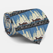 Cravate Vintage voyage Chicago Illinois Skyscraper Skyline (Roulé)