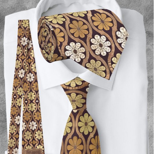 Cravate Vintages Motifs Gold Noir