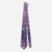 Cravate violet+argenté, brillant, lumineux, étoile, couleu (Devant)