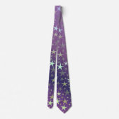 Cravate violet+argenté, brillant, lumineux, étoile, couleu (Dos)