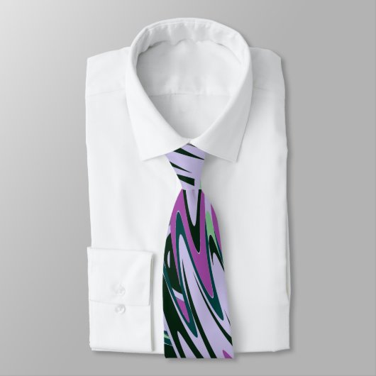 Cravate violet avec Motif vert Abstrait (Attaché)