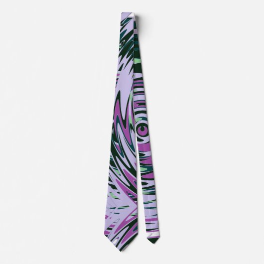 Cravate violet avec Motif vert Abstrait (Devant)