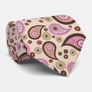 Cravate violet beige élégant vintage paisley motif