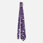 Cravate Violet blanc Motif Dolphin Wave Shell (Dos)