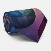 Cravate Violet bleu fractal rose orange (Roulé)