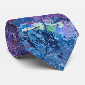 Cravate Violet & Bleu Splatter Abstraction (Roulé)