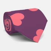 Cravate violet Coeurs roses (Roulé)