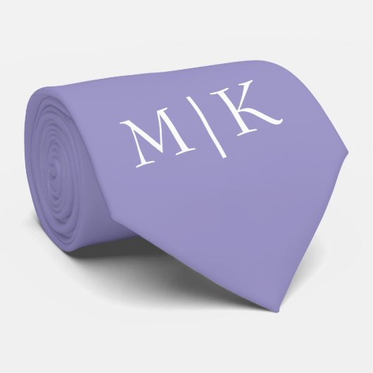 Cravate Violet et Blanc | Monogramme Moderne (Roulé)