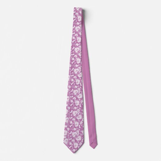 Cravate Violet Floral Pattern Custom Necktie (Devant)