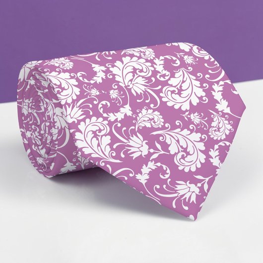 Cravate Violet Floral Pattern Custom Necktie