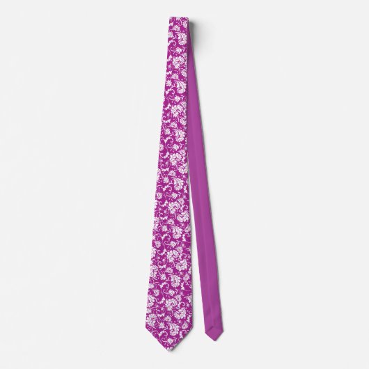 Cravate Violet Floral Pattern Custom Necktie (Devant)