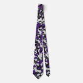 Cravate Violet foncé, gris clair et camouflage noir (Devant)