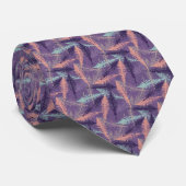Cravate Violet Mint violet vert Orange Fern Feuilles Motif (Roulé)