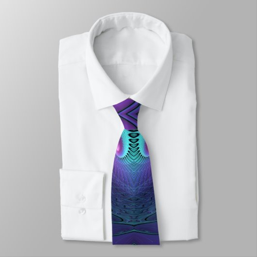 Cravate Violet rencontre Turquoise moderne art fractal abs (Attaché)