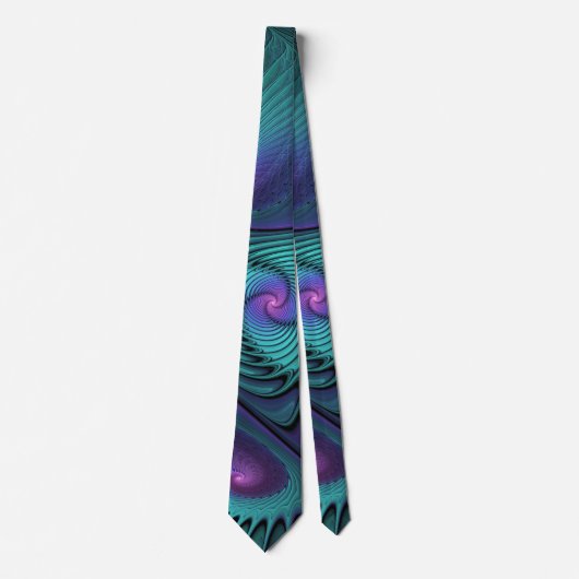 Cravate Violet rencontre Turquoise moderne art fractal abs (Devant)
