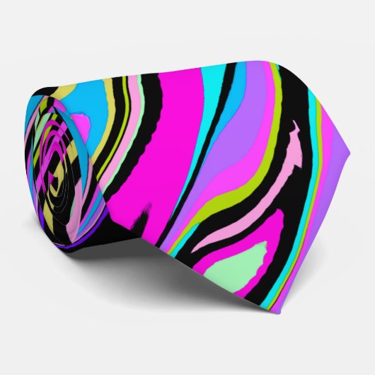 Cravate Violet rose noir Abstrait (Roulé)