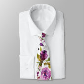 Cravate Violet rose Peony Gris Jardin Mariage (Attaché)